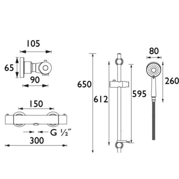 Bristan Frenzy Thermostatic Cool Touch Bar Valve With Riser Kit - Image 5