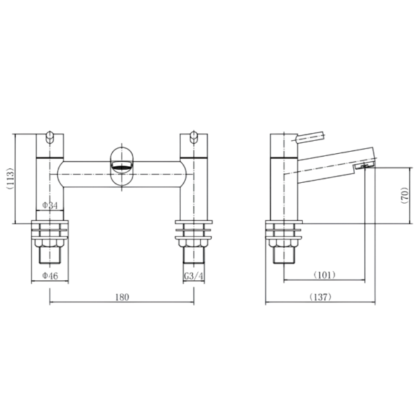 Ellsi Premier Bath Filler Tap – Brushed Brass - Image 2