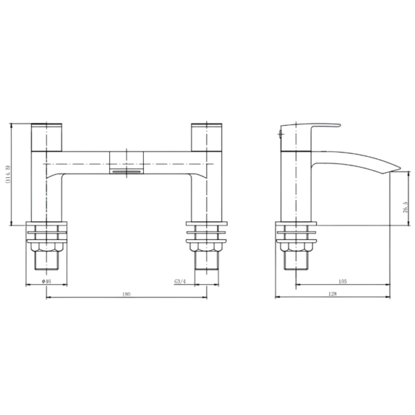 Ellsi Belini Bath Filler Tap – Brushed Brass - Image 2