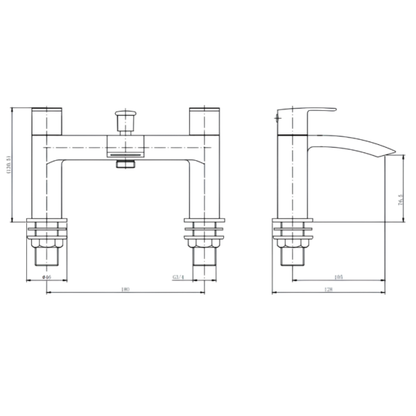 Ellsi Belini Bath Shower Mixer Tap – Brushed Brass - Image 2
