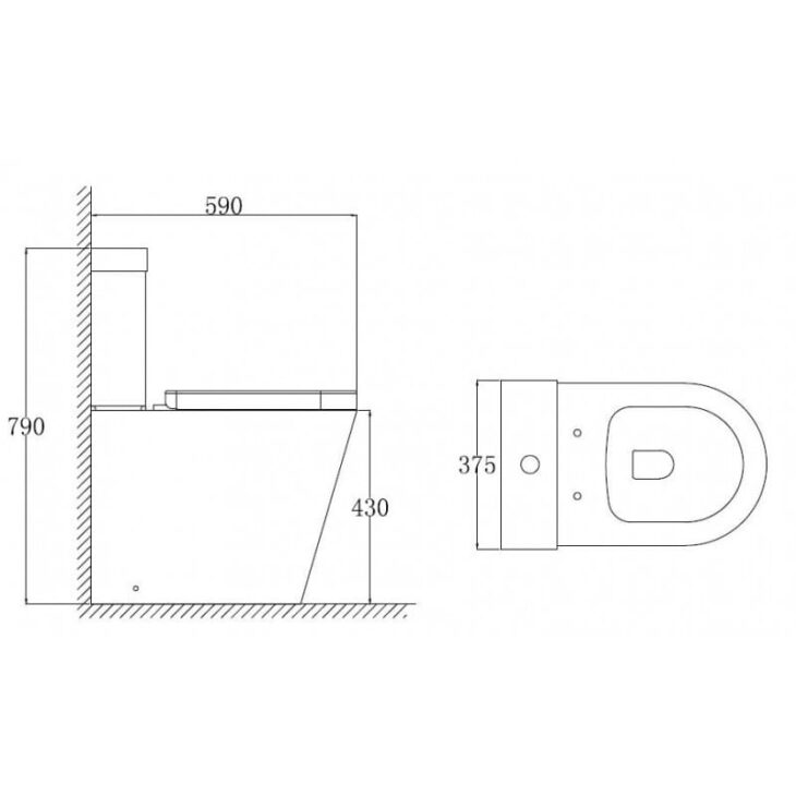 Ferrara Rimless Comfort Height D Shape Toilet With Seat - Image 2