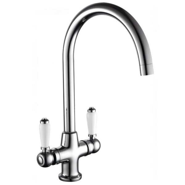 Traditional Mono Kitchen Sink Mixer Tap Dual Handle - Chrome