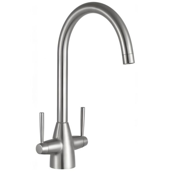 Kitchen Sink Mixer Tap Dual Handle - Brushed Steel