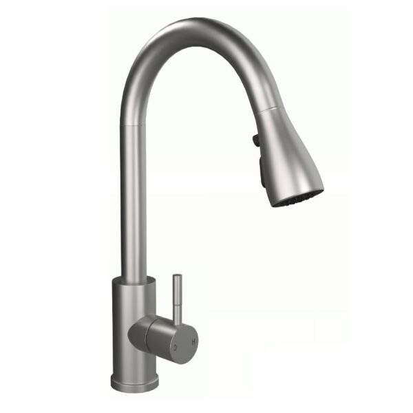 Kitchen Sink Mixer Tap with Pull Out Spray and Swivel Spout - Steel