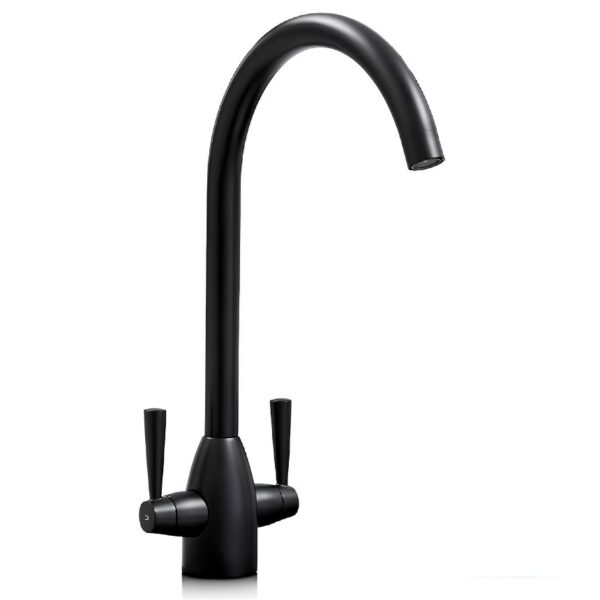 Monoblock Twin Lever Kitchen Mixer Tap - Black