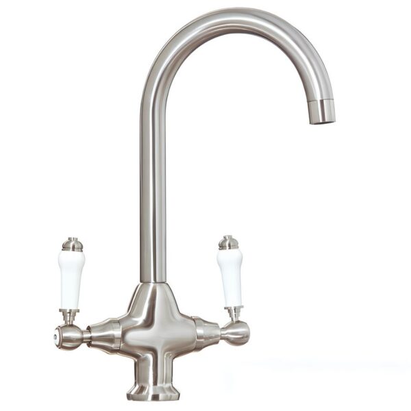 Excellence Swan Neck Swivel Spout Mixer Kitchen Tap - Brushed Nickel