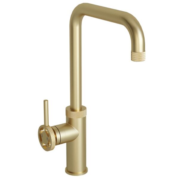 Industrial Style Kitchen Single Lever Handle Mixer Tap - Brushed Brass