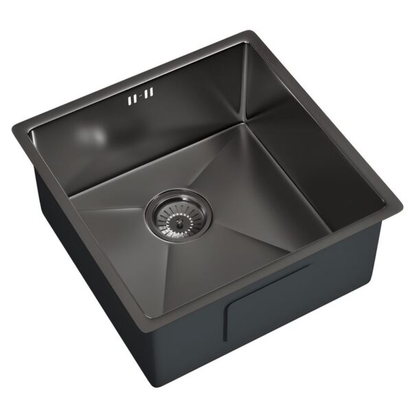 Ellsi Elite Brushed Gunmetal 1.0 Bowl Undermount-Inset Kitchen Sink Incl. Basket Strainer Waste