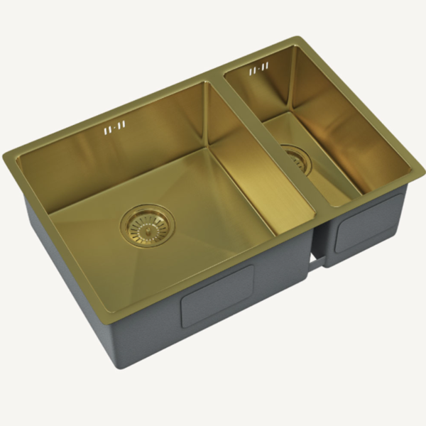 Ellsi Elite Brushed Brass 1.5 Undermounted Or Inset Kitchen Sink 670mm x 440mm With Waste - Image 3