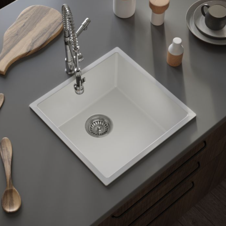 Ellsi Comite Undermounted-Insert Sink 440x440x205 Gloss White Kitchen Sink - Image 2