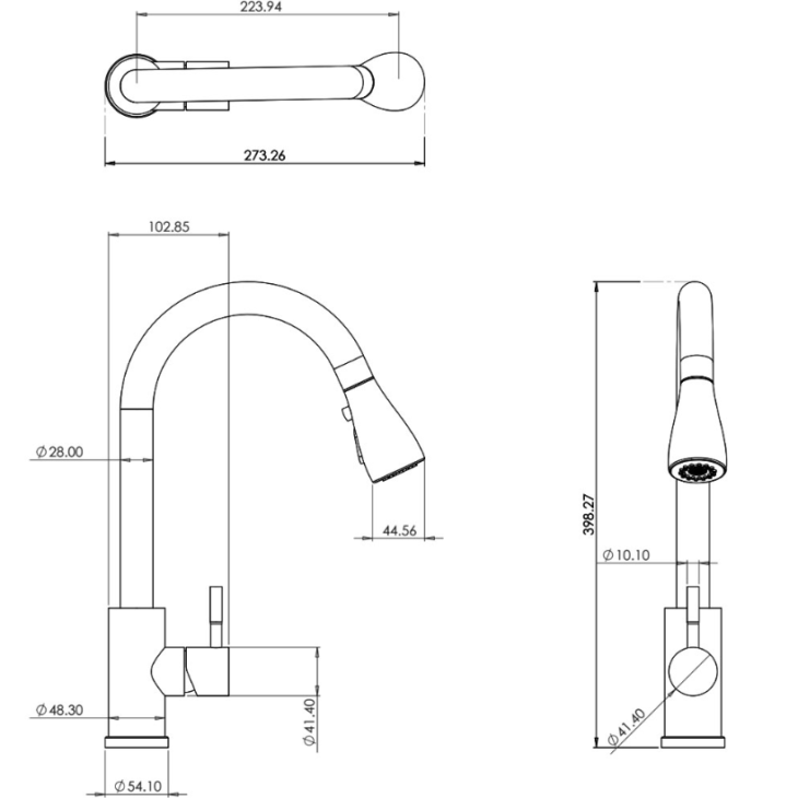Kitchen Mixer Tap With Pull Out Spray - Brushed Brass - Image 3