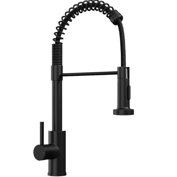 Pull Out Kitchen Mixer Tap with Hose and Spray Head - Matt Black