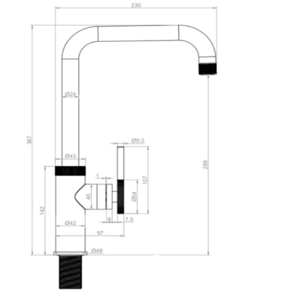 Industrial Style Kitchen Single Lever Handle Mixer Tap - Brushed Steel - Image 2