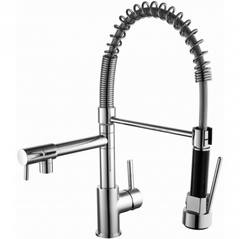 Kitchen Mixer Tap With Dual Pull Out Spray - Polished Chrome