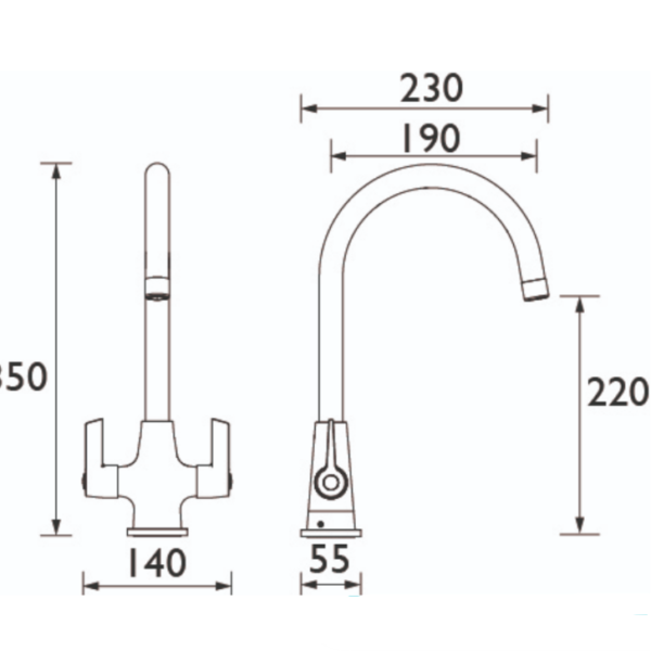Bristan Echo Brushed Brass Easyfit Mono Kitchen Mixer Tap - Image 4