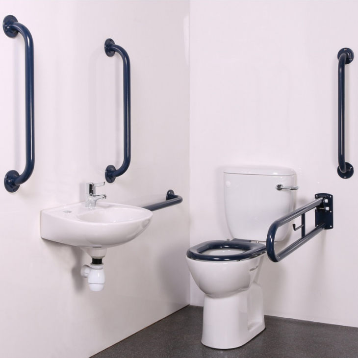 Nyma Close coupled Doc M pack - Dark Blue steel grab rails