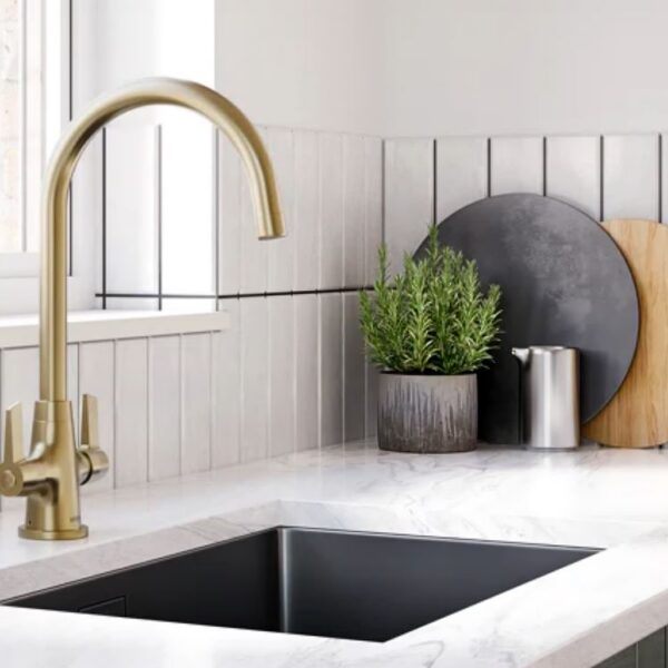 Bristan Echo Brushed Brass Easyfit Mono Kitchen Mixer Tap - Image 2
