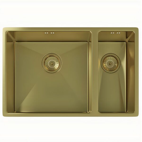 Ellsi Elite Brushed Brass 1.5 Undermounted Or Inset Kitchen Sink 670mm x 440mm With Waste