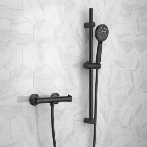Round Thermostatic Bar Shower Valve - Matt Black - Image 2