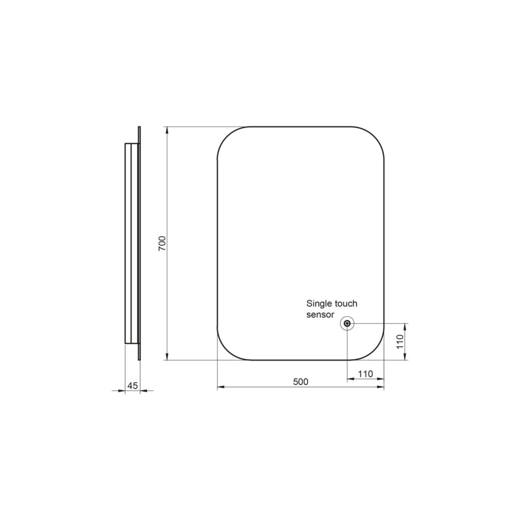 Aura LED Mirror with Demister Pad & Shaver Socket 500 x 700mm - Image 4
