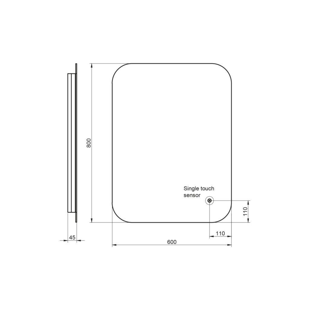 Aura LED Mirror with Demister Pad and Shaver Socket 800mm x 600mm - Image 5