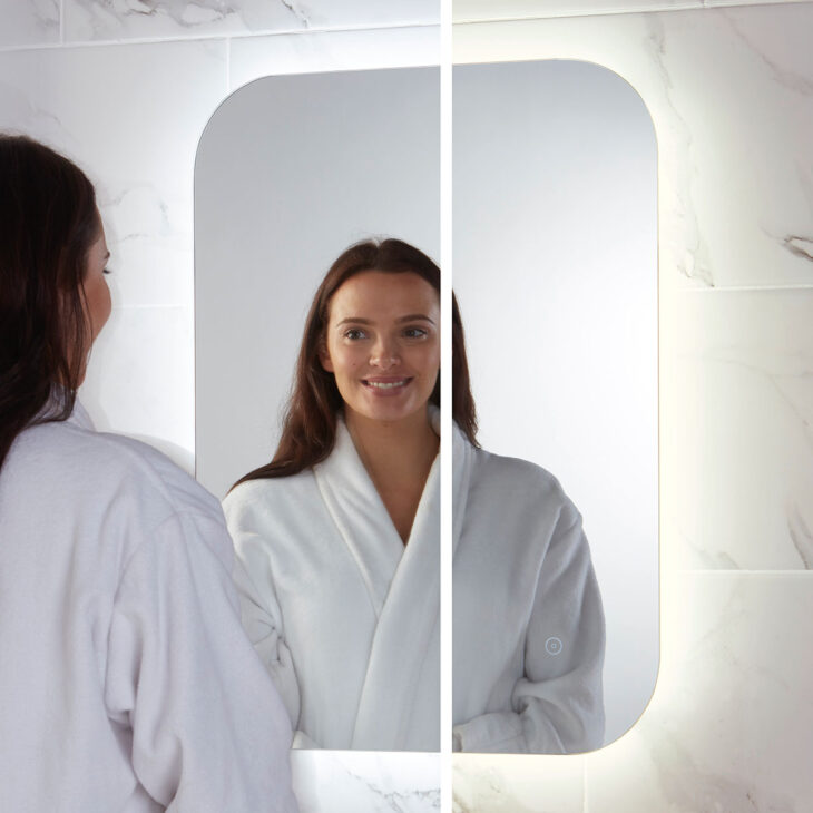 Aura LED Mirror with Demister Pad and Shaver Socket 800mm x 600mm - Image 3