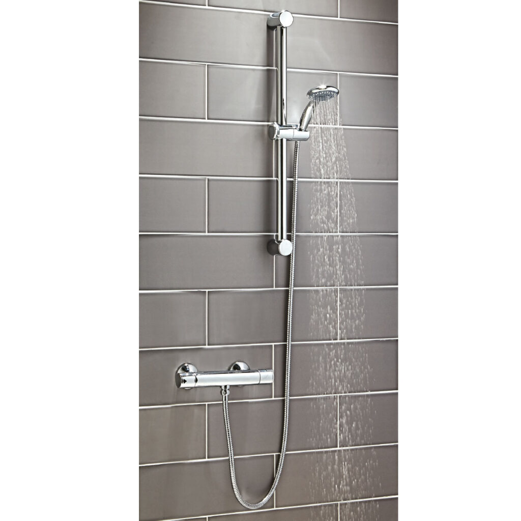 Thermostatic Shower Bar Valve with Bottom Outlet - Chrome - Image 2