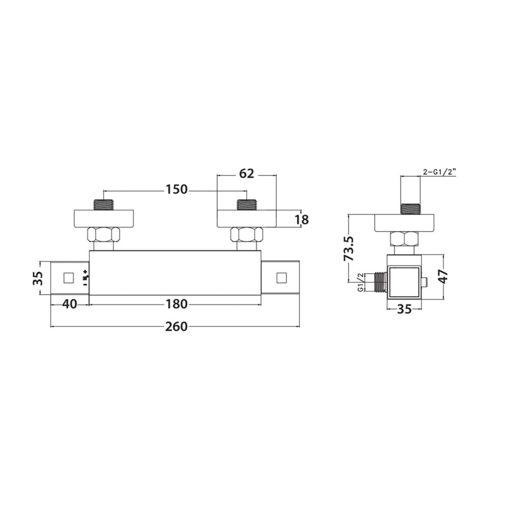Square Exposed Thermostatic Shower Valve - Matt Black - Image 2