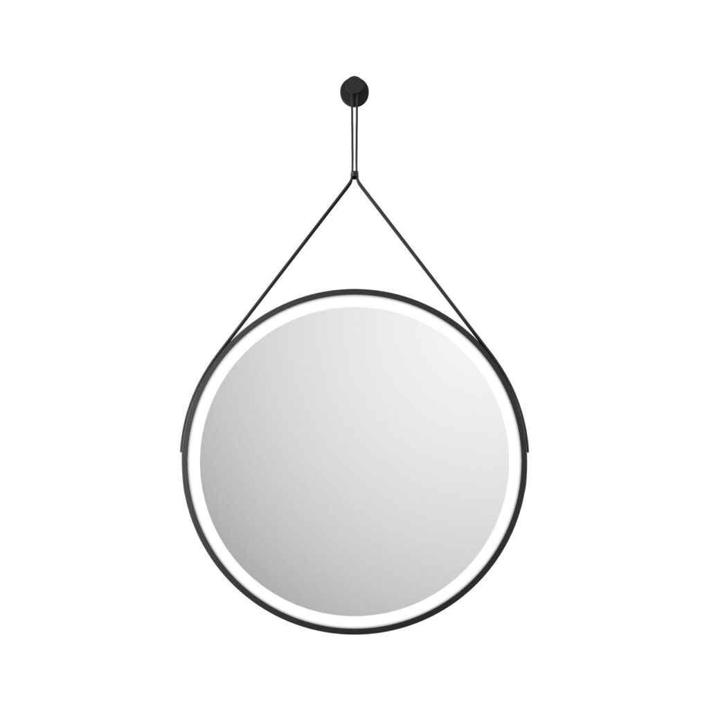 Matt Black Round LED Anti-Fog Bathroom Mirror 600mm - Image 3