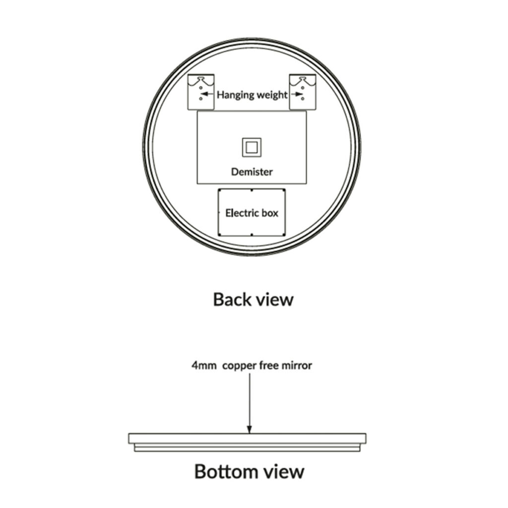 Macie Matt Black Round LED Illuminated Mirror 600mm - Image 3