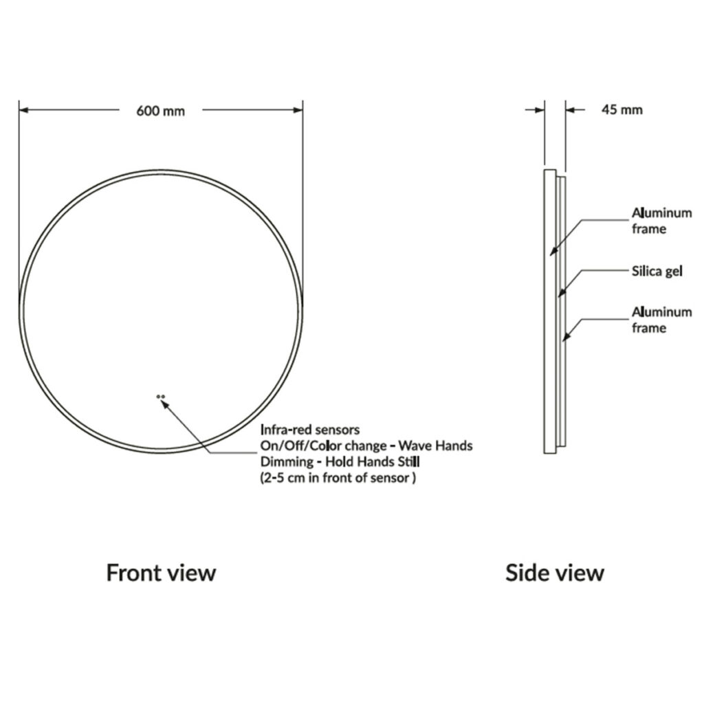 Lacie Round Brushed Brass LED Bathroom Demister Mirror 600mm - Image 4