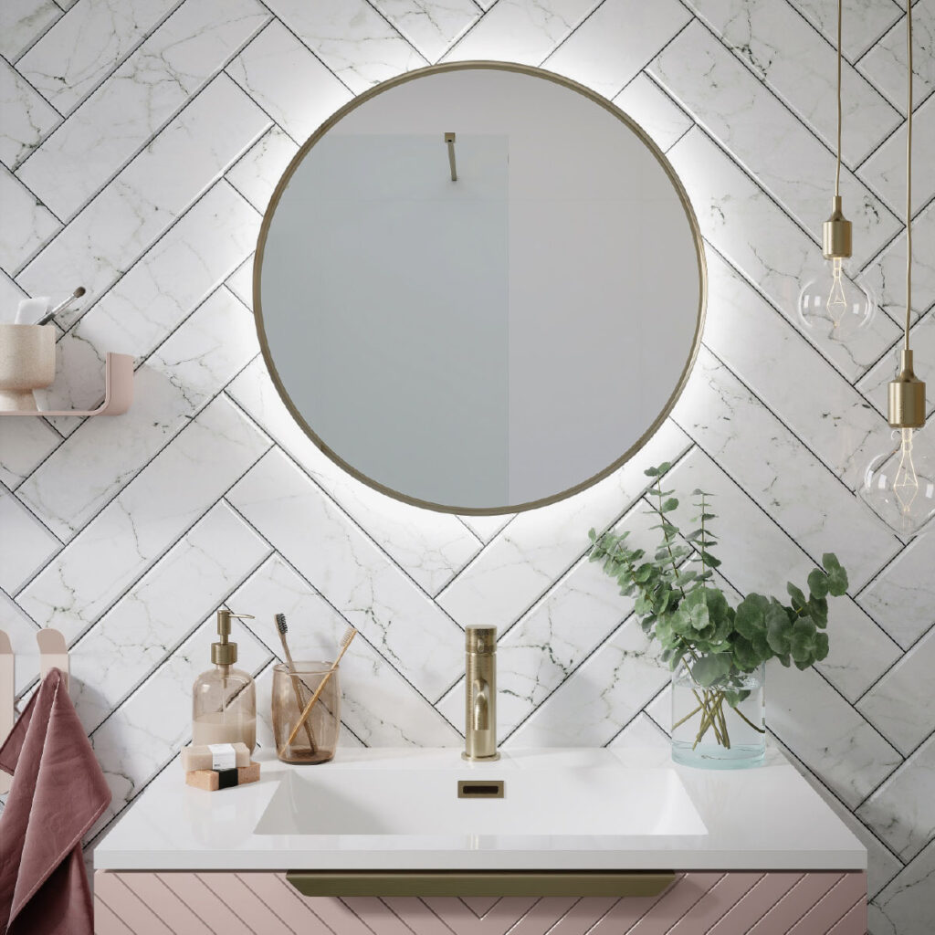 Lacie Round Brushed Brass LED Bathroom Demister Mirror 600mm - Image 2