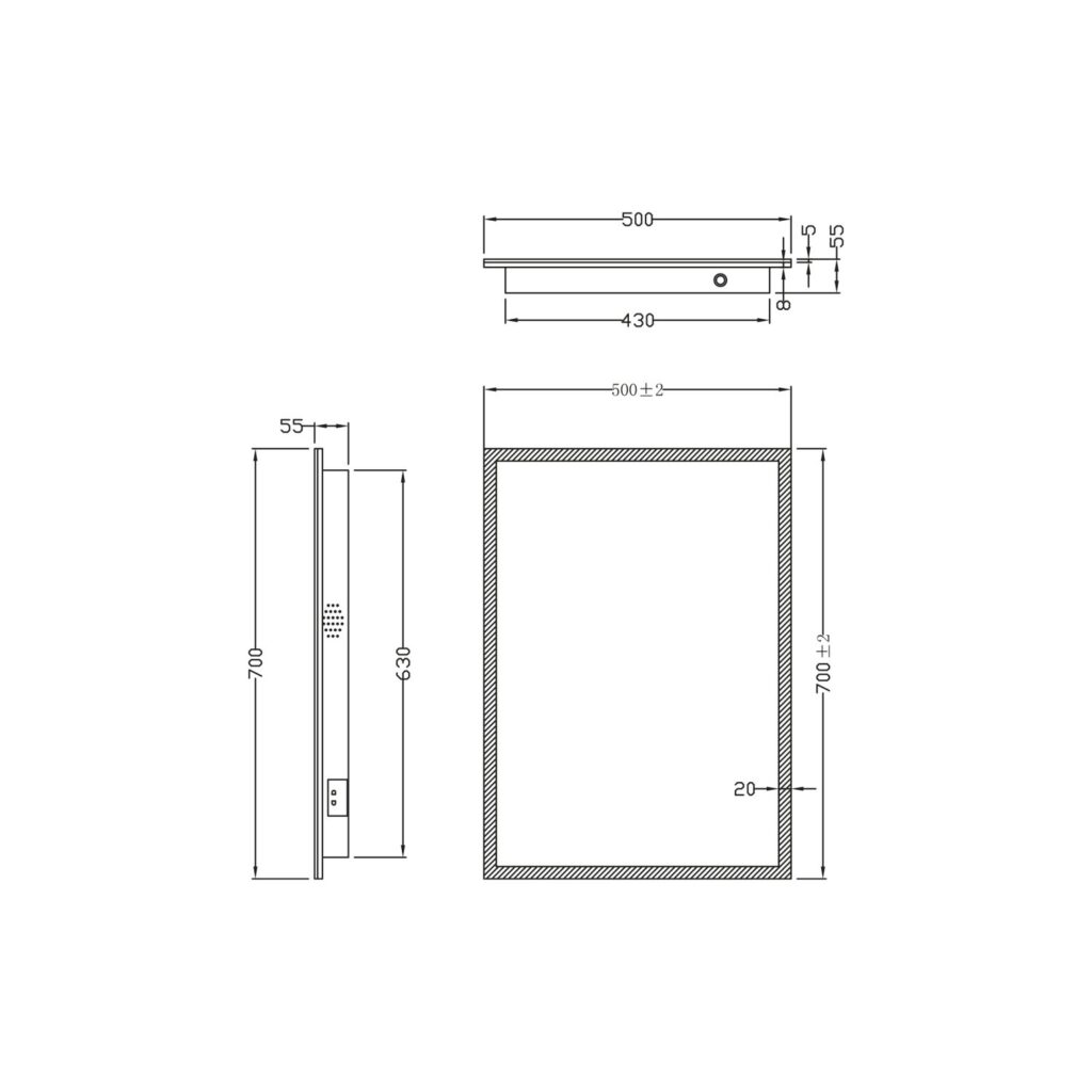 Mosca LED Bluetooth Mirror With Demister Pad 500 x 700mm - Image 4