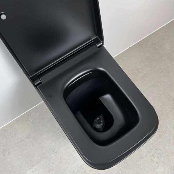 Matt Black Square Back To Wall Toilet & Soft Close Seat - Image 3