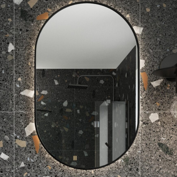 Aubrey Black Multi Function LED Bathroom Mirror 800mm x 500mm