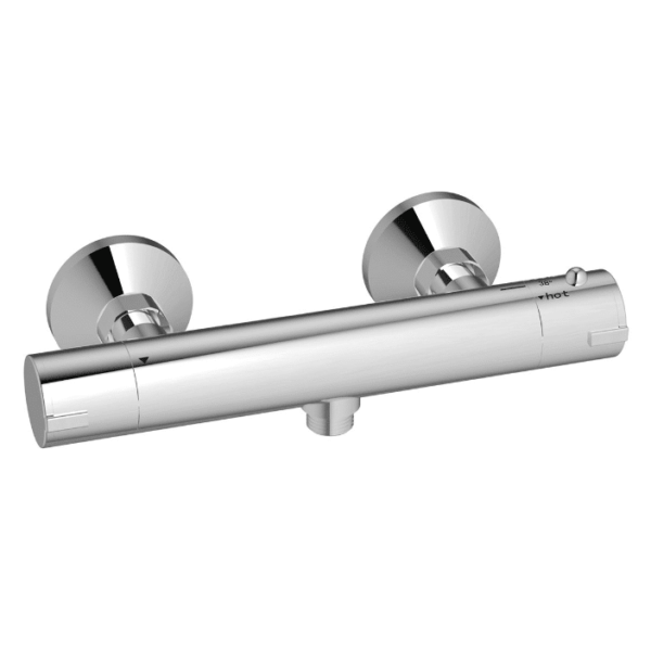 Thermostatic Shower Bar Valve with Bottom Outlet - Chrome