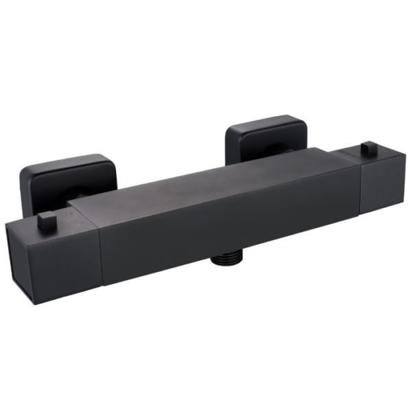 Square Exposed Thermostatic Shower Valve - Matt Black