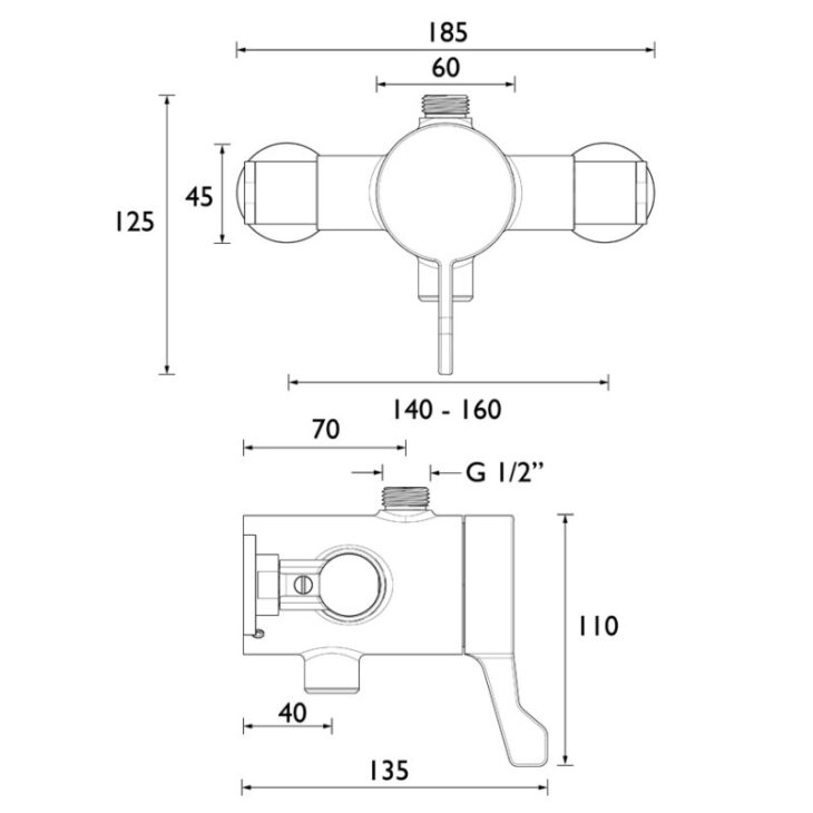 Bristan Opac Thermostatic Exposed Shower Valve - Chrome - Image 2