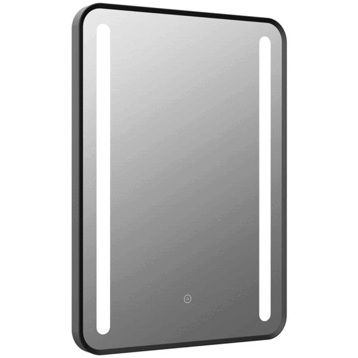 Rounded LED Illuminated Bathroom Mirror 500mm x 700mm - Black - Image 2