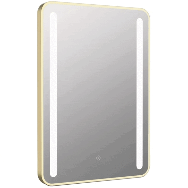 Rounded LED Illuminated Bathroom Mirror 500 x 700mm - Brushed Brass - Image 2