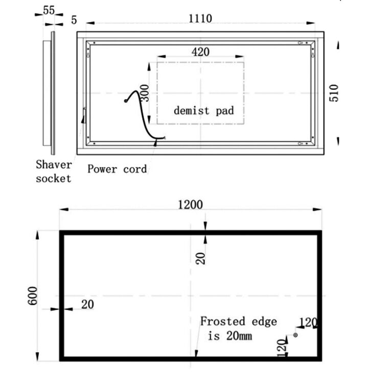 Rectangular Surround-Lit LED Illuminated Mirror  - 2 Size's - Image 5