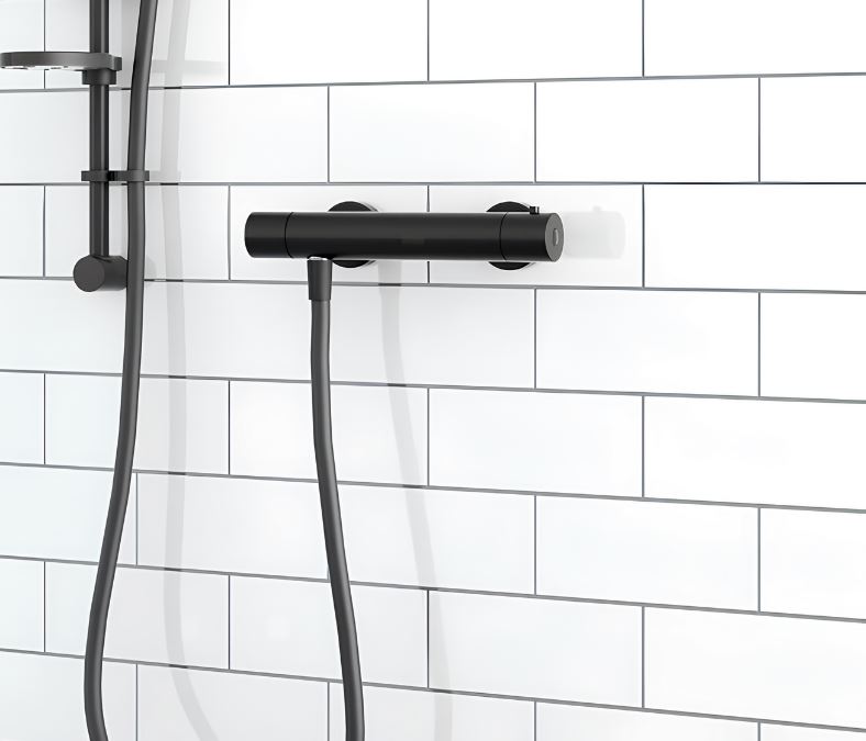 Sognare Round Thermostatic Bar Shower Valve - Matt Black - Image 2