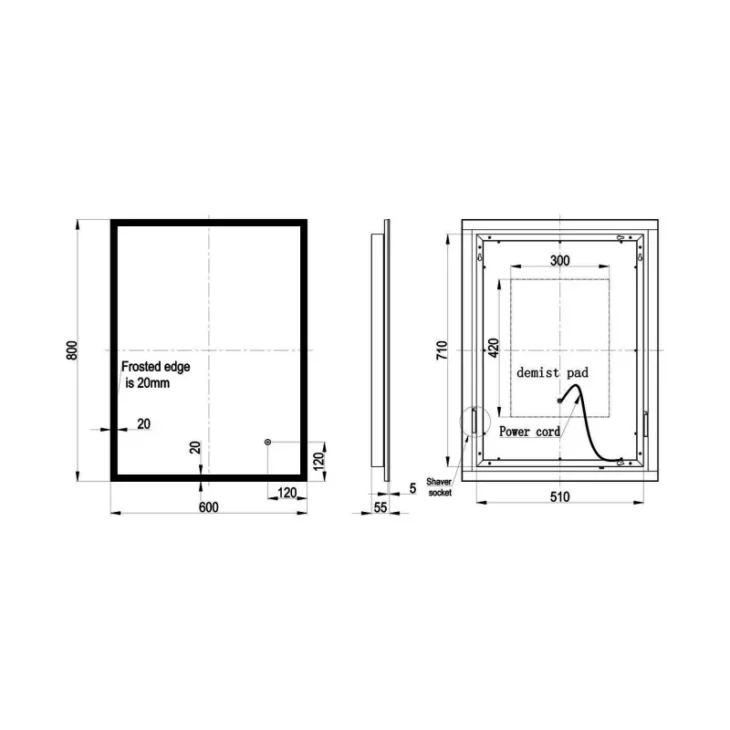 Rectangular Surround-Lit LED Illuminated Mirror  - 2 Size's - Image 4