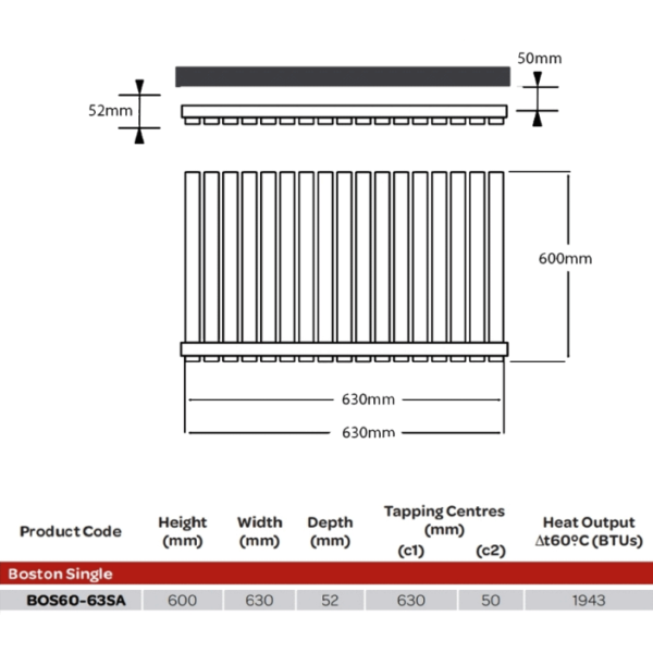 Boston Anthracite Single Horizontal Designer Radiator Various Sizes - Image 3