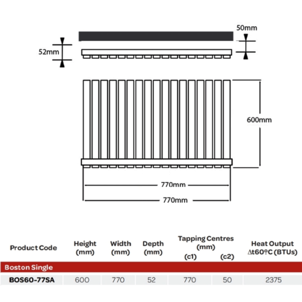 Boston Anthracite Single Horizontal Designer Radiator Various Sizes - Image 4