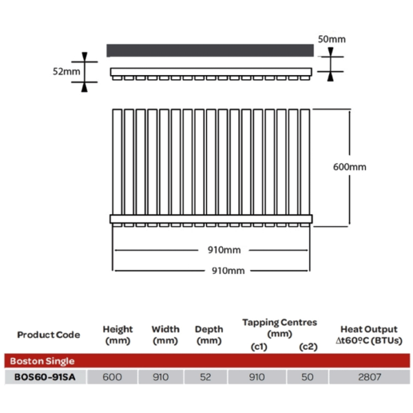 Boston Anthracite Single Horizontal Designer Radiator Various Sizes - Image 5