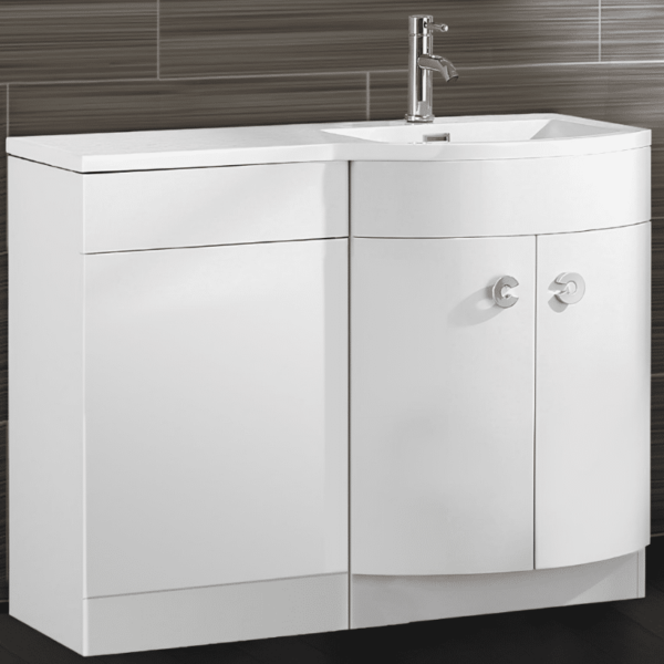 D Shaped Curved White Gloss 1100mm Combination Unit - Image 3