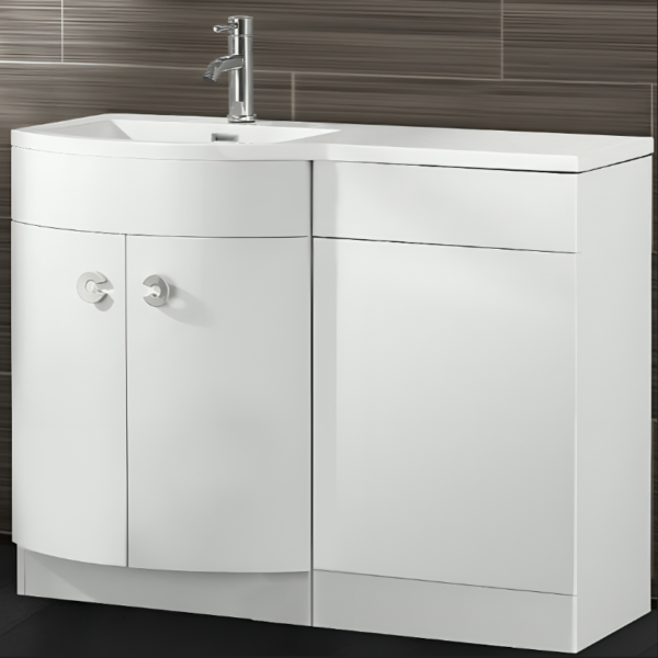 D Shaped Curved White Gloss 1100mm Combination Unit - Image 4
