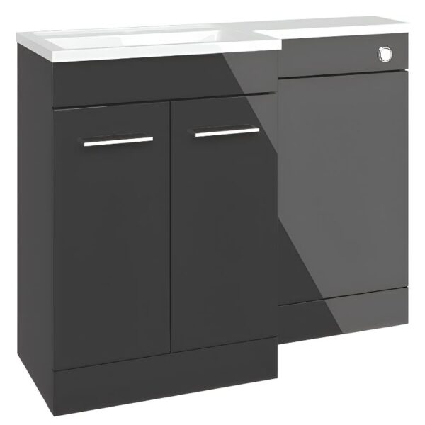 Venice Anthracite Gloss Combination Basin Unit & Handles Pack 1100mm
