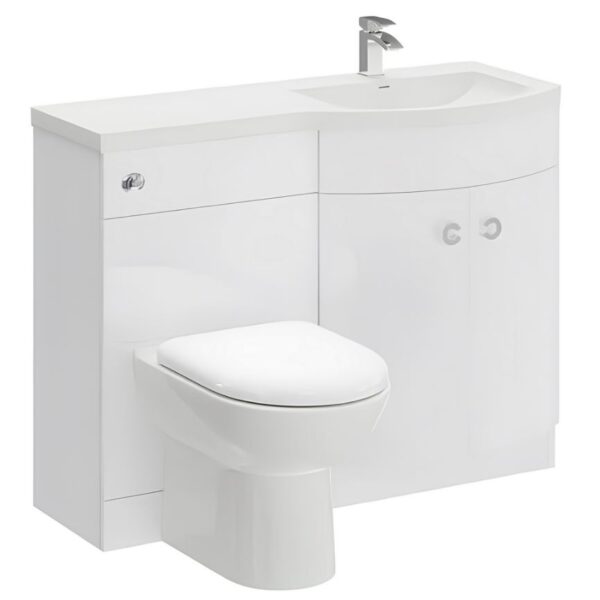 D Shaped Curved White Gloss 1100mm Combination Unit